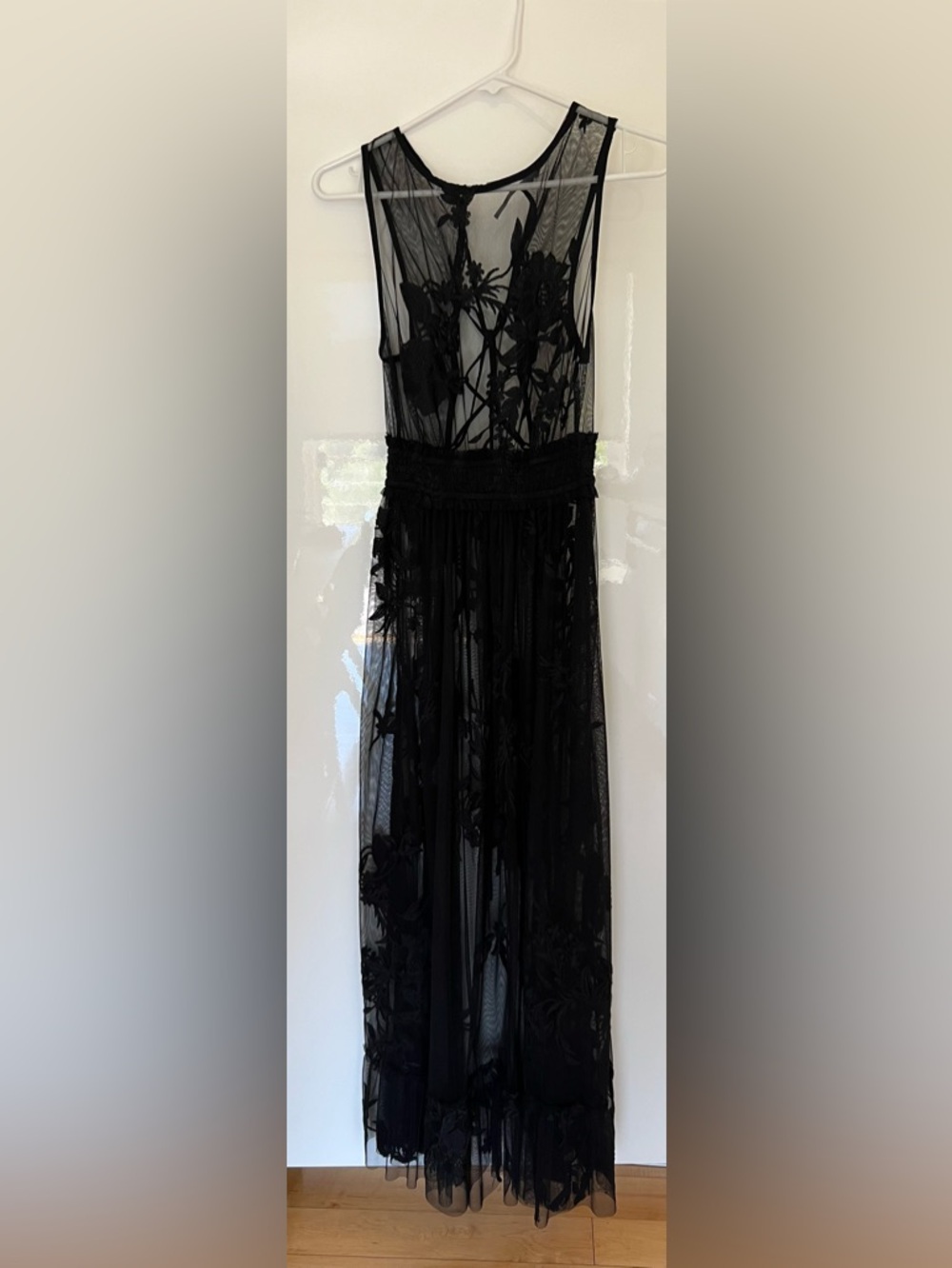 Anthropologie Black Sheer Maxi Dress